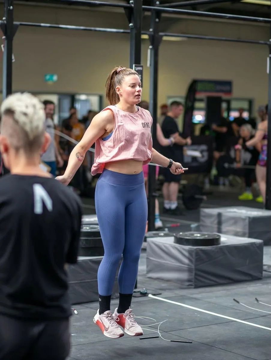 Athlete skipping double unders at a fitness competition